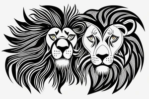 Half a Head of a lion with the sun on the other half tattoo idea