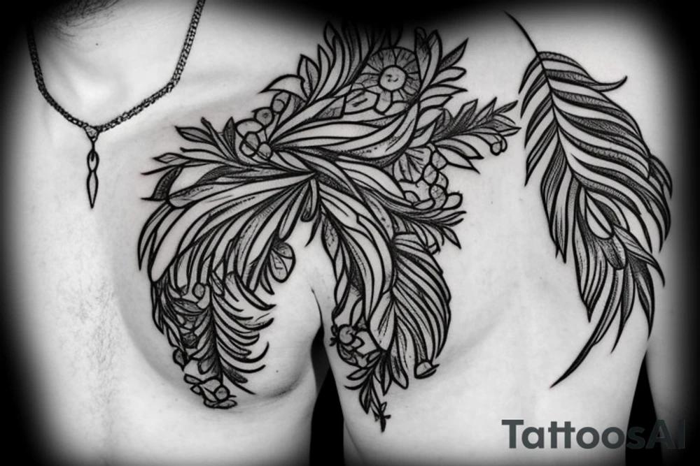 Feathered arrow with flowers tattoo idea