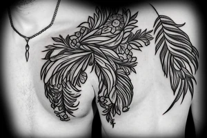Feathered arrow with flowers tattoo idea
