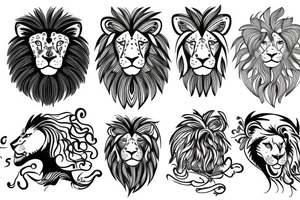 Half lion head and sun tattoo idea