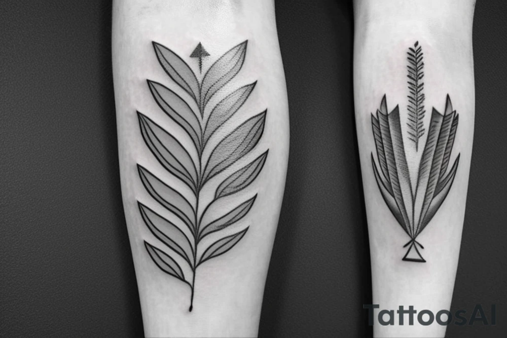 Feathered arrow with flowers tattoo idea