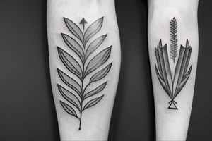 Feathered arrow with flowers tattoo idea
