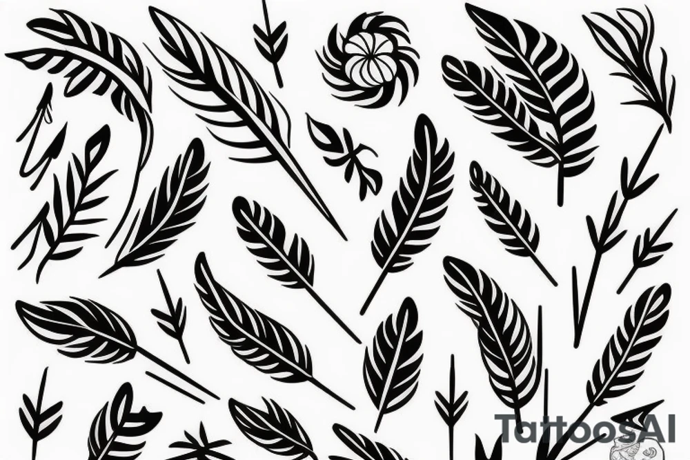 Feathered arrow with flowers tattoo idea