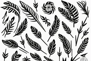 Feathered arrow with flowers tattoo idea