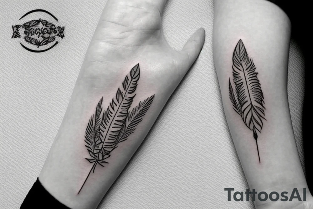 Feathered arrow with flowers tattoo idea
