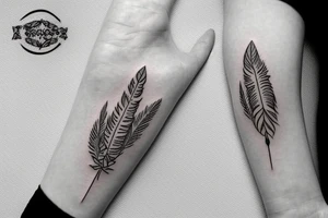 Feathered arrow with flowers tattoo idea