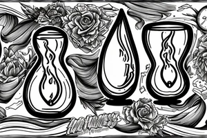 half an hourglass sand running into nothingness tattoo idea