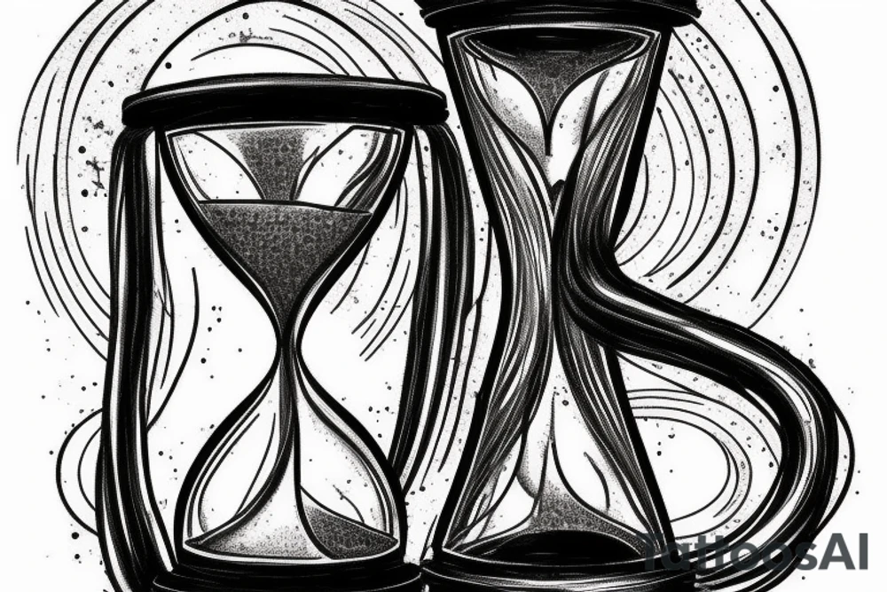 half an hourglass sand running into nothingness tattoo idea