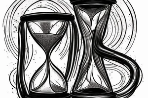 half an hourglass sand running into nothingness tattoo idea