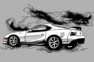 Toyota Supra A80 MKIV back side black smoke drift tattoo idea