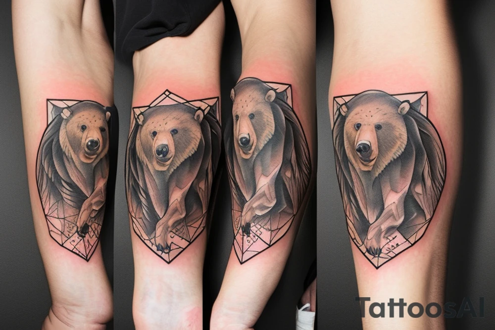 bear protecting his family tattoo idea