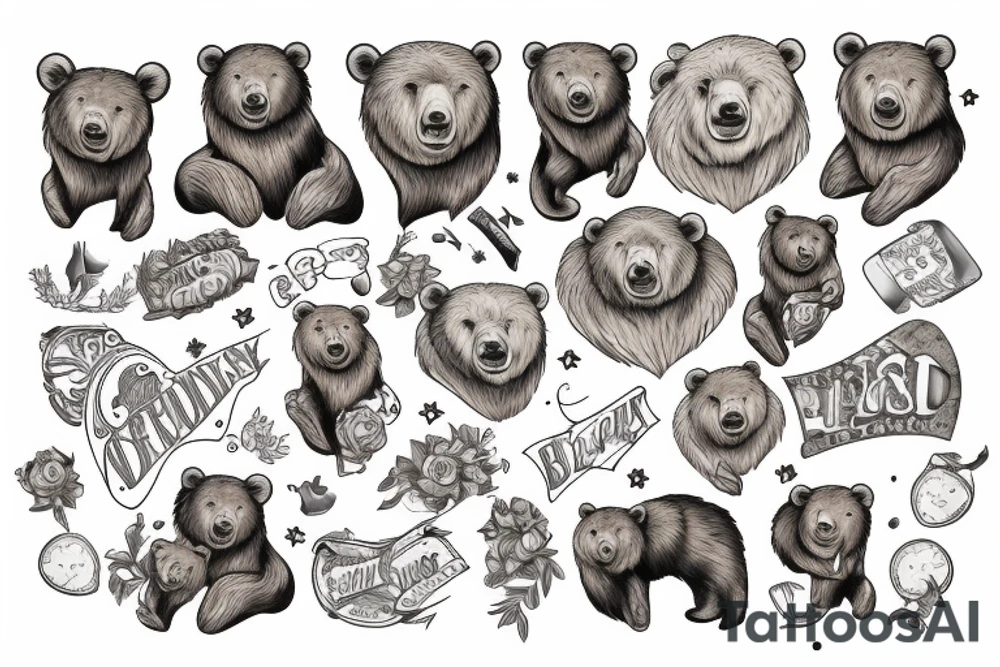 bear protecting his family tattoo idea