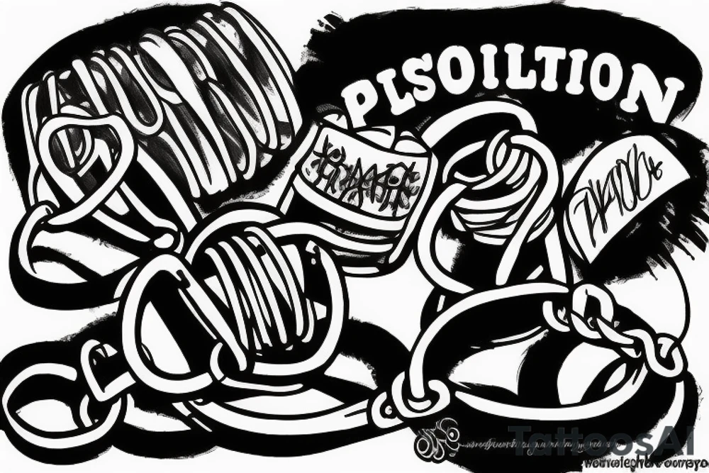 Prison walls, handcuffs, chains tattoo idea