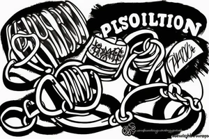 Prison walls, handcuffs, chains tattoo idea
