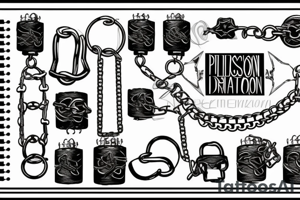 Prison walls, handcuffs, chains tattoo idea