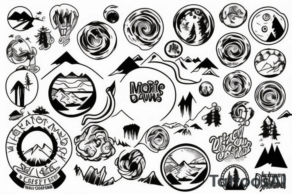 Mountains in circle tattoo idea