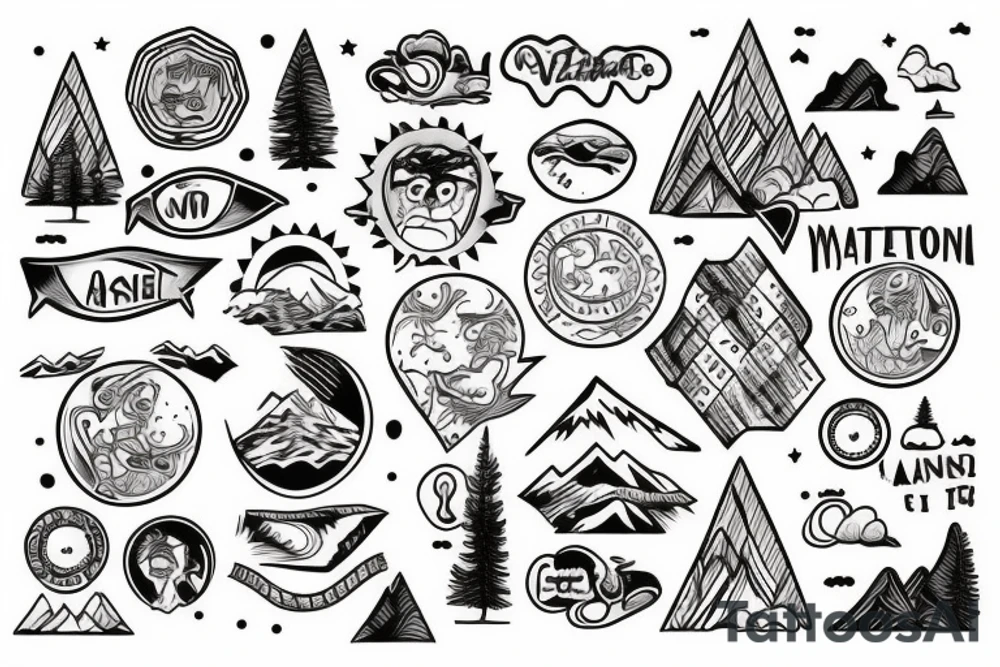 Mountains in circle tattoo idea