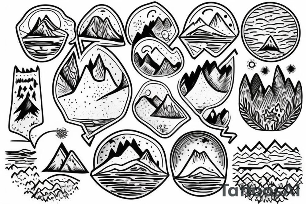 Mountains in circle tattoo idea