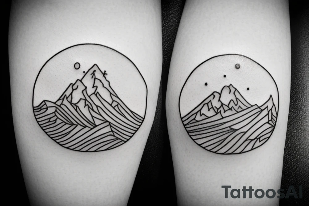 Mountains in circle tattoo idea