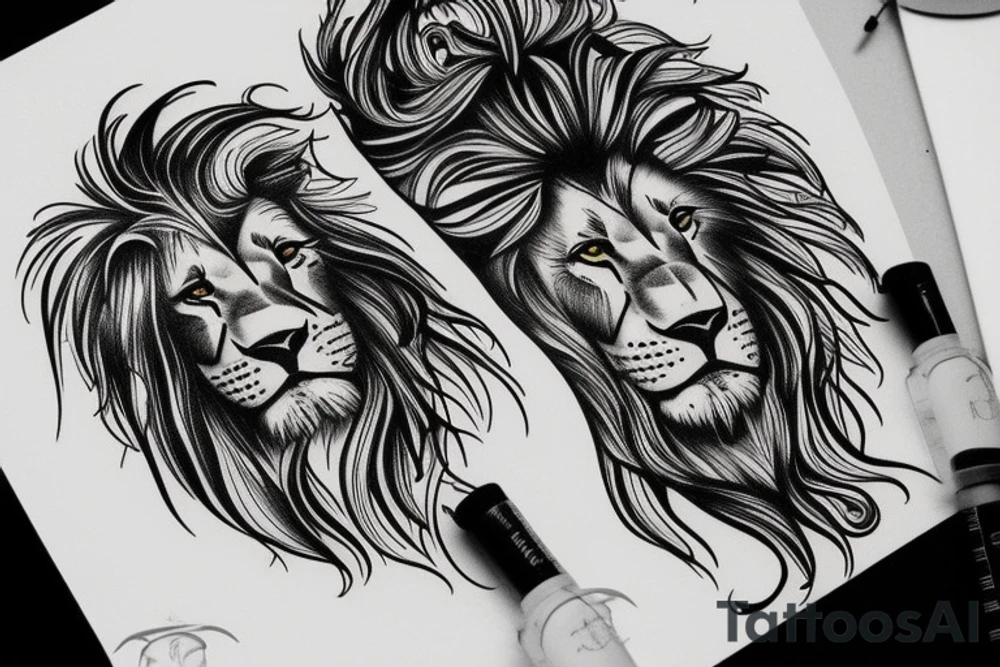 Half lion and half men tattoo idea
