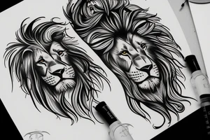 Half lion and half men tattoo idea