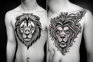 Half lion and half men tattoo idea