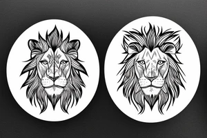 Half lion and half men face tattoo idea