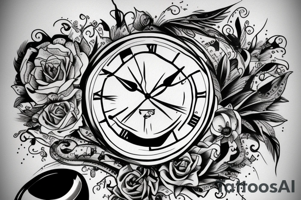 clock with time 14:32 and the date 5.9.22 tattoo idea