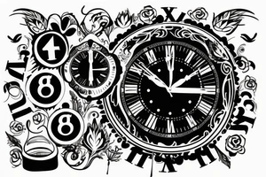 clock with time 14:32 and the date 5.9.22 tattoo idea