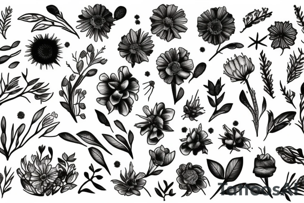 Wildflowers under heaven tattoo idea