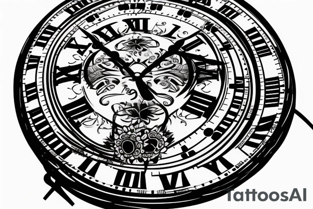 clock with time 14:32 and the date 5.9.22 tattoo idea