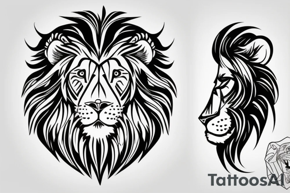 Half lion and half human face tattoo idea
