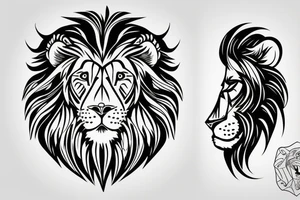 Half lion and half human face tattoo idea