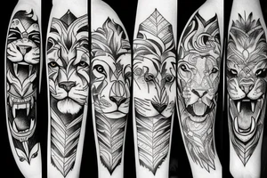 Half lion and half human face tattoo idea