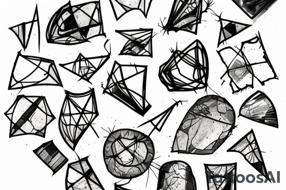 Broken glass on elbow tattoo idea