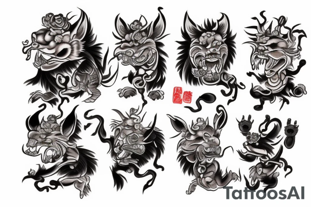 Oni foo dog tattoo idea