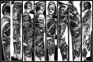 Cyberpunk samurui with mechanic katana tattoo idea