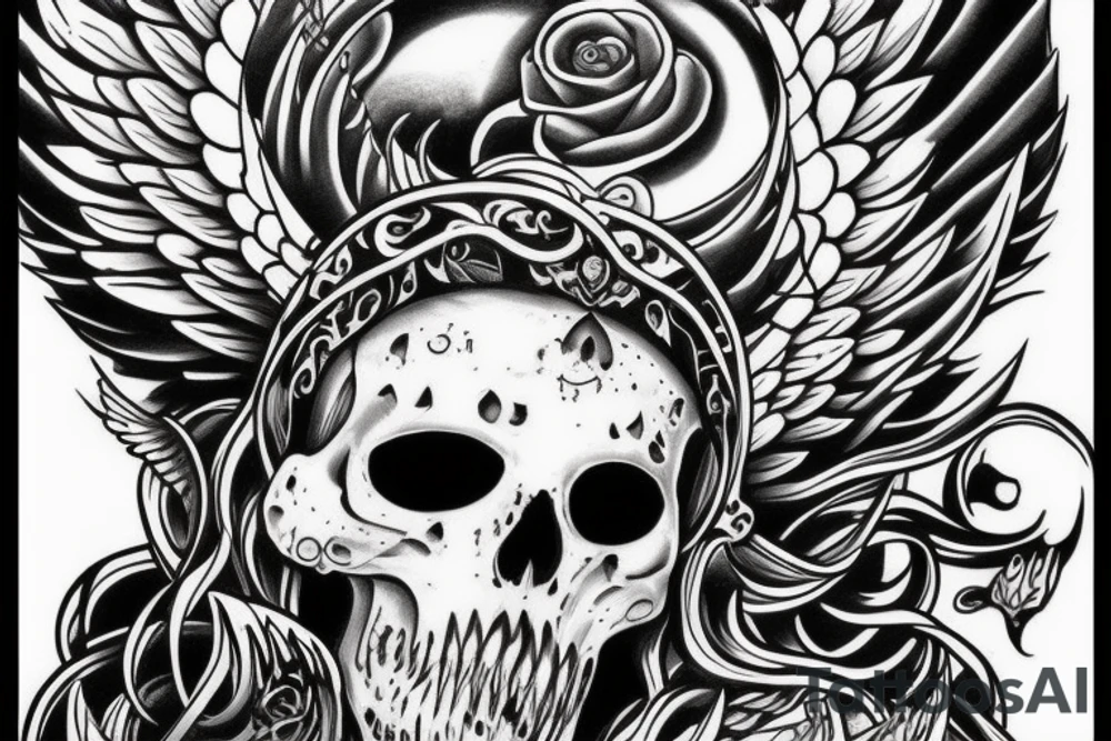The god of death transformed into an angel. tattoo idea