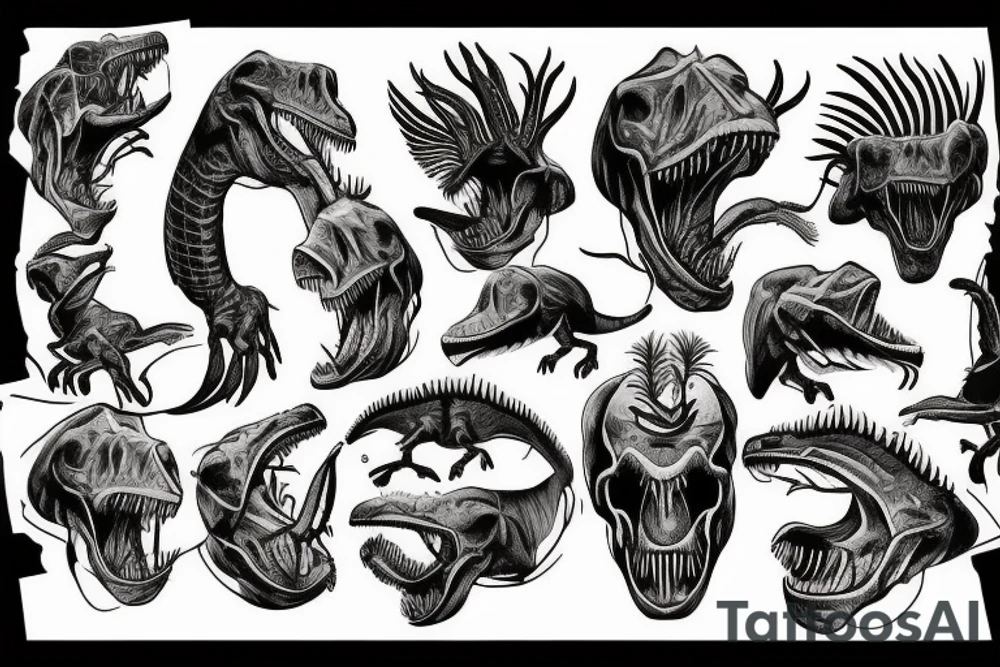 dinosaurs skulls tattoo idea