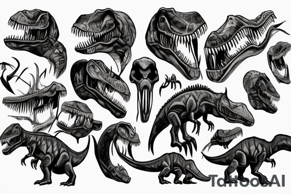 dinosaurs skulls tattoo idea