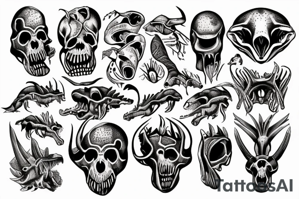 dinosaurs skulls tattoo idea