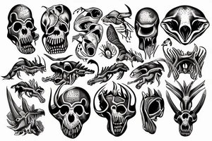 dinosaurs skulls tattoo idea