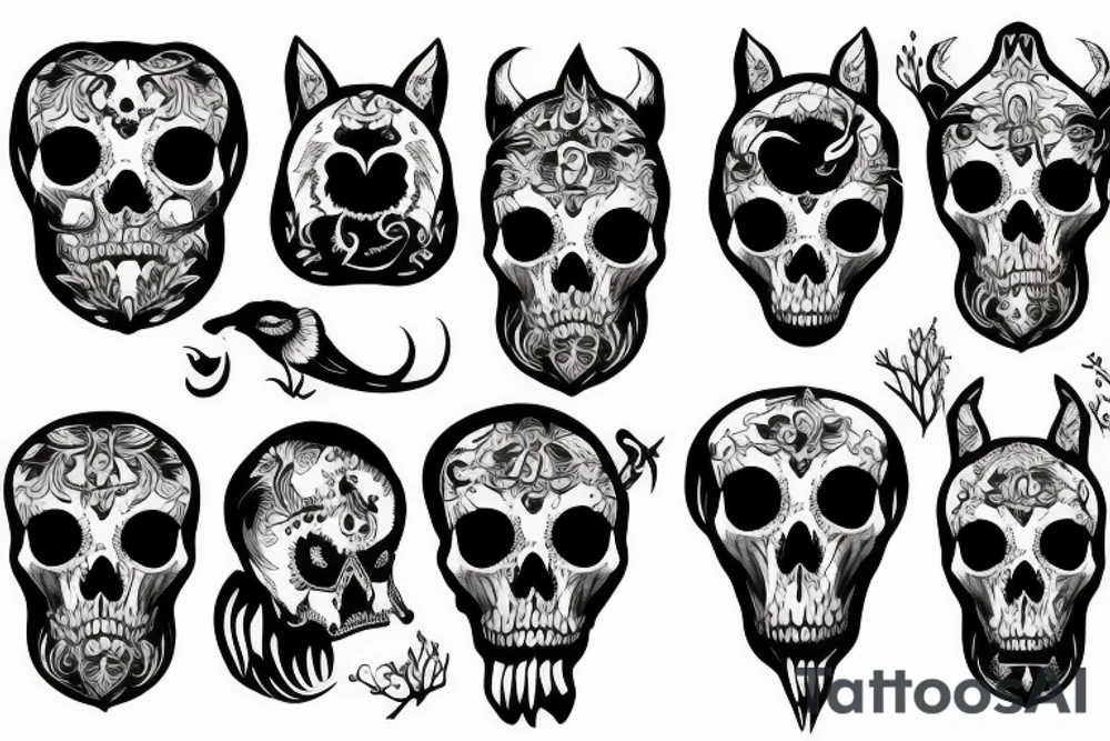 animals skulls tattoo idea
