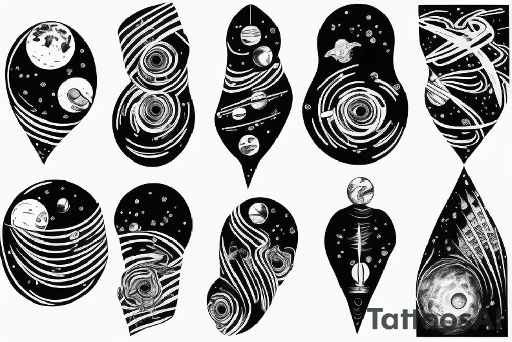Black solar system for arm tattoo idea