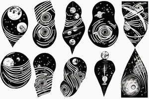 Black solar system for arm tattoo idea