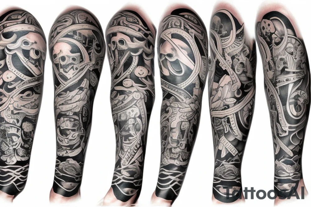 Cool tattoo arm sleeve no skulls tattoo idea