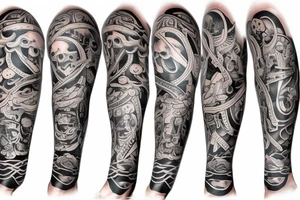 Cool tattoo arm sleeve no skulls tattoo idea