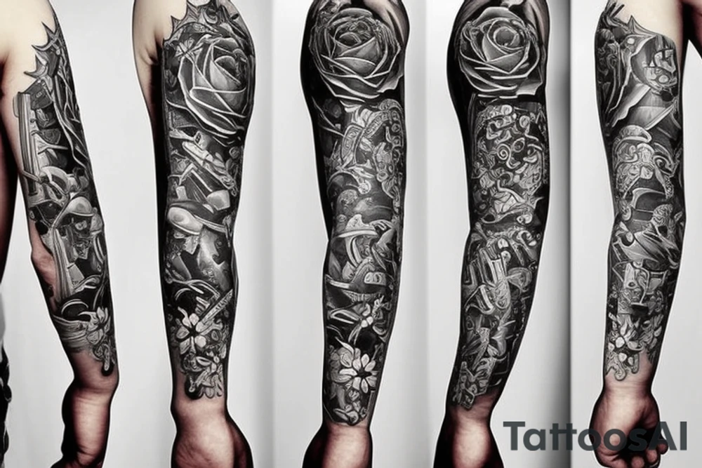 Cool tattoo arm sleeve no skulls tattoo idea