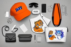 A bluejay, an orange lion and a bumbag sitting on a porch tattoo idea