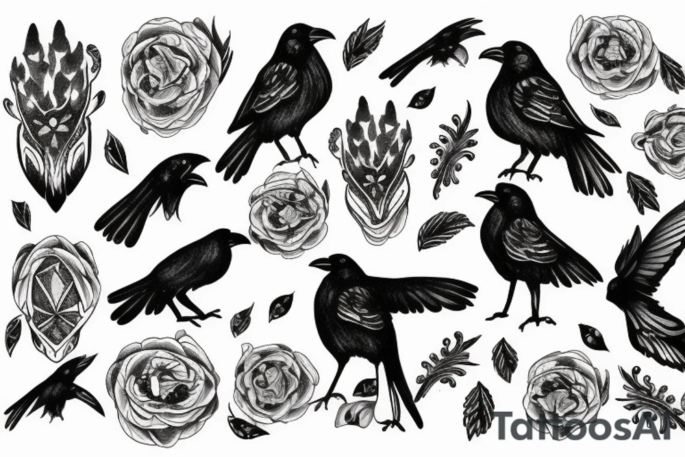 crow tresh polka tattoo idea
